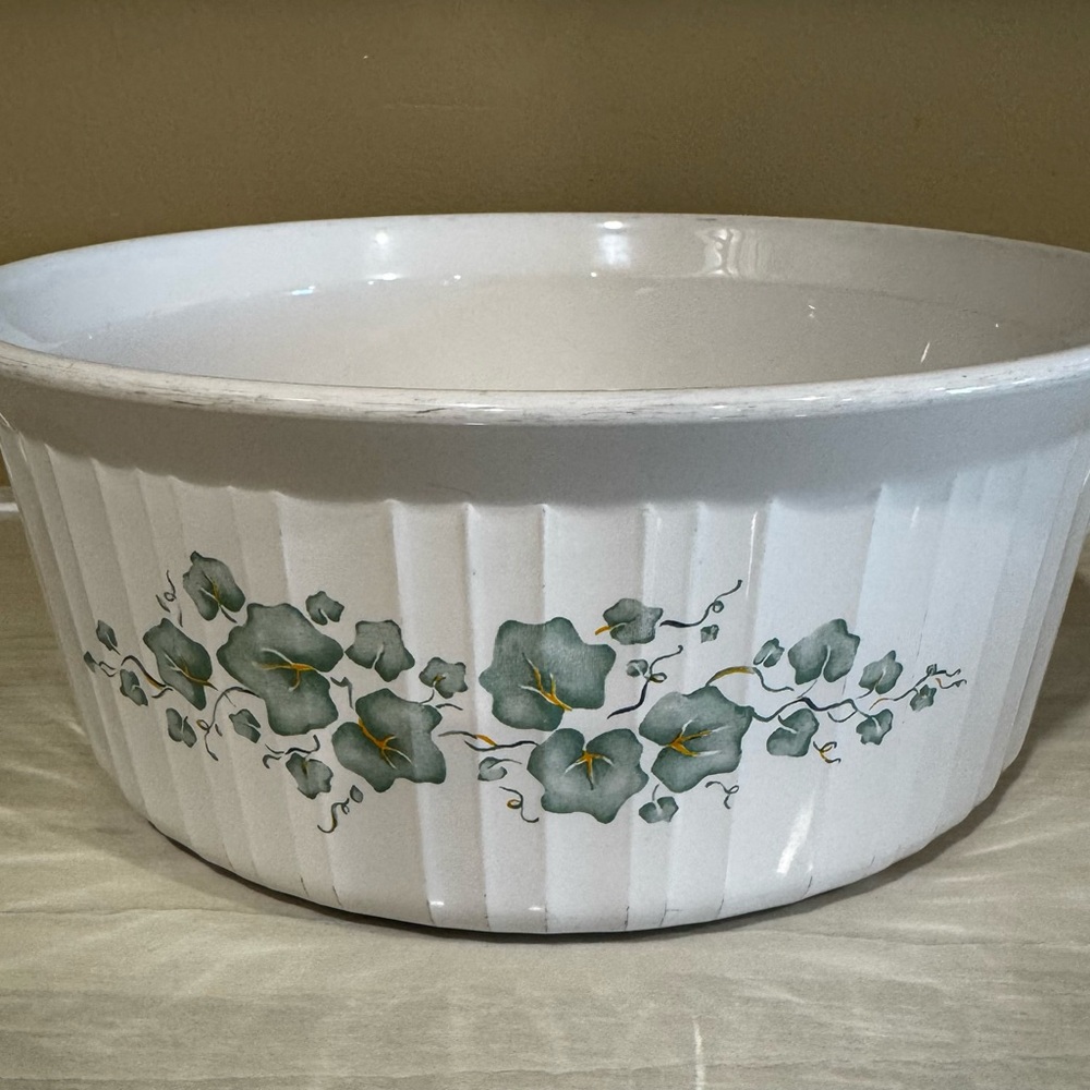 Corelle White Souffle/Casserole Dish with Green Ivy/Callaway Design 2 available